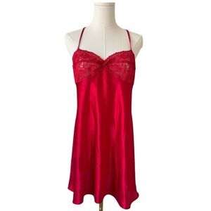 Vintage Morgan Taylor Intimates Red Lace Bust Slip Dress